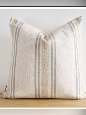 Decorative Lenin Burlap Farm House Striped 18” x 18” Toss Pillow Cover 🌿🆕🌿